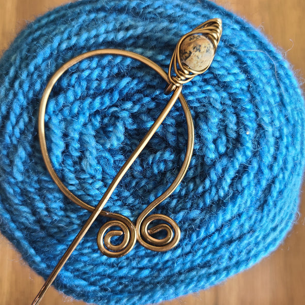 Celestial II - good Sterling Silver/Copper & Genuine Blue Moonstones - Fibula - Shawl Pin/Stitch Markers - Brooch - Gift for Knitters - Knitting