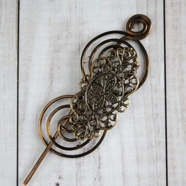 Victorian Lace Shawl Pin Charmed Bronze Crafty Flutterby Creations