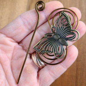 Butterfly Shawl Pin - Charmed Bronze