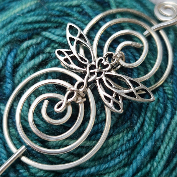 Celtic Dragonfly Shawl Pin Charmed Silver Crafty Flutterby Creations