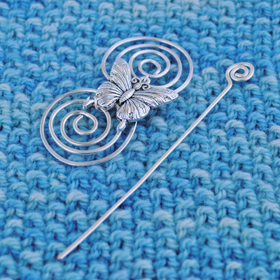 Crafty Flutterby Creations Steampunk Gear Shawl Pin - Charmed Silver